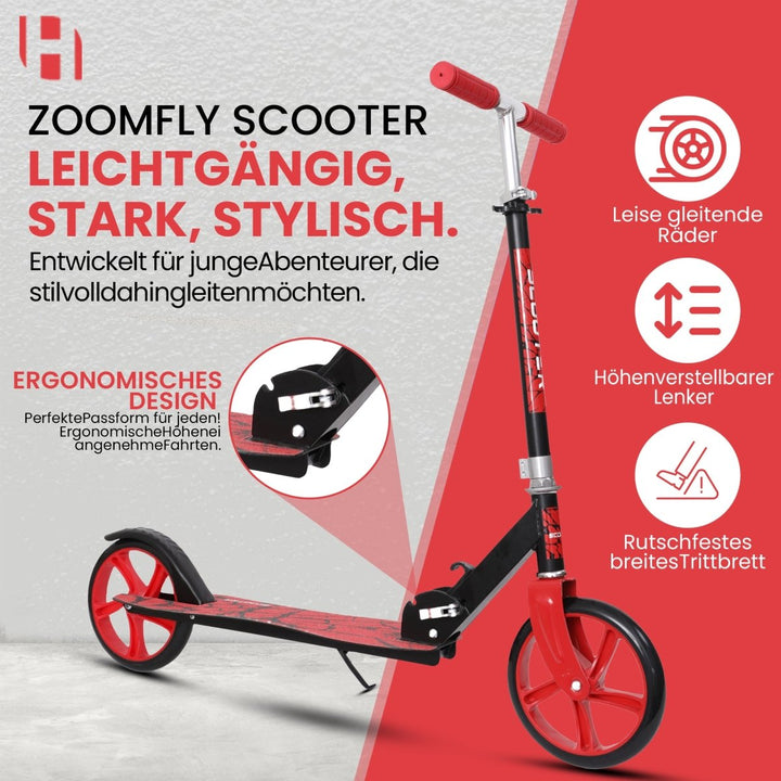 Habib Gruppe Kickroller mit 205mm XXL Rädern | Klappbar & bis 100kg - Europebazar
