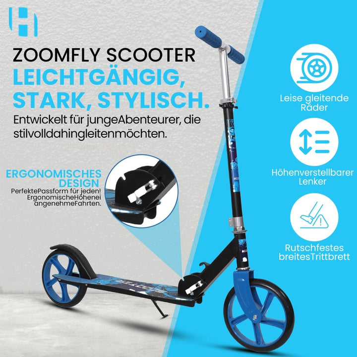 Habib Gruppe Kickroller mit 205mm XXL Rädern | Klappbar & bis 100kg - Europebazar