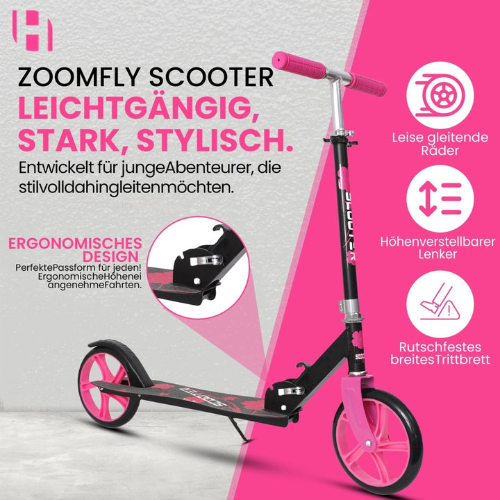 Habib Gruppe Kickroller mit 205mm XXL Rädern | Klappbar & bis 100kg - Europebazar
