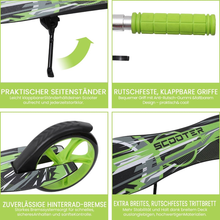 Habib Gruppe Kickroller mit 205mm XXL Rädern | Klappbar & bis 100kg - Europebazar