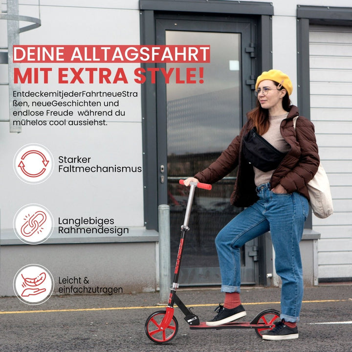 Habib Gruppe Kickroller mit 205mm XXL Rädern | Klappbar & bis 100kg - Europebazar