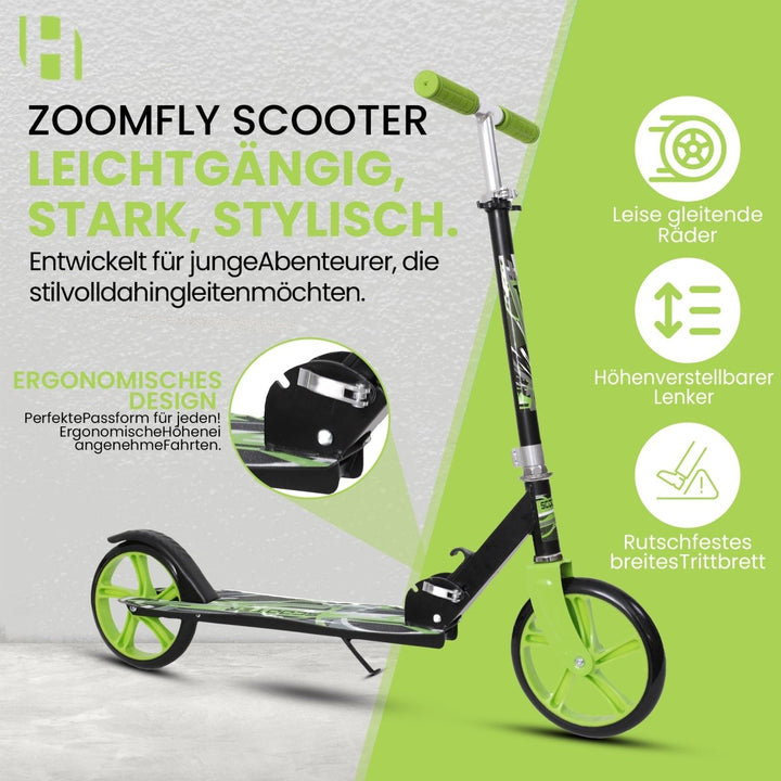 Habib Gruppe Kickroller mit 205mm XXL Rädern | Klappbar & bis 100kg - Europebazar