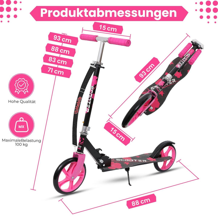 Habib Gruppe Kickroller mit 205mm XXL Rädern | Klappbar & bis 100kg - Europebazar