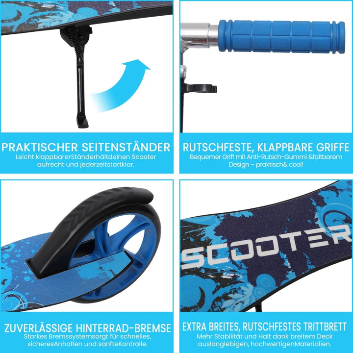 Habib Gruppe Kickroller mit 205mm XXL Rädern | Klappbar & bis 100kg - Europebazar