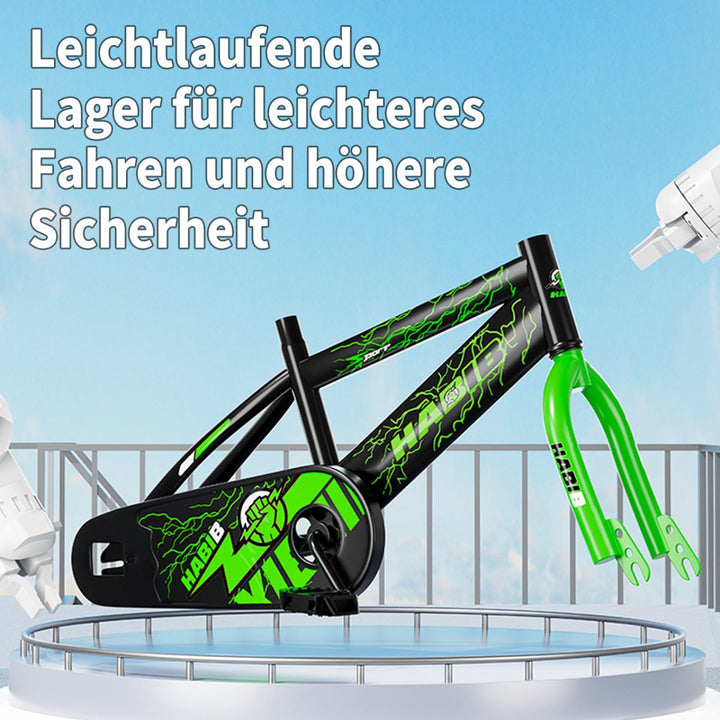 Habib Gruppe Kinderfahrrad Jungenfahrrad 12 14 16 Zoll ab 3 Jahre – mit LED Stützrädern, Korb, Klingel & GRATIS Helm & Pumpe, Vorderradbremse - Europebazar