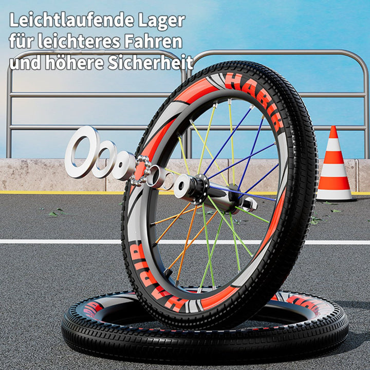 Habib Gruppe Kinderfahrrad Jungenfahrrad 12 14 16 Zoll ab 3 Jahre – mit LED Stützrädern, Korb, Klingel & GRATIS Helm & Pumpe, Vorderradbremse - Europebazar