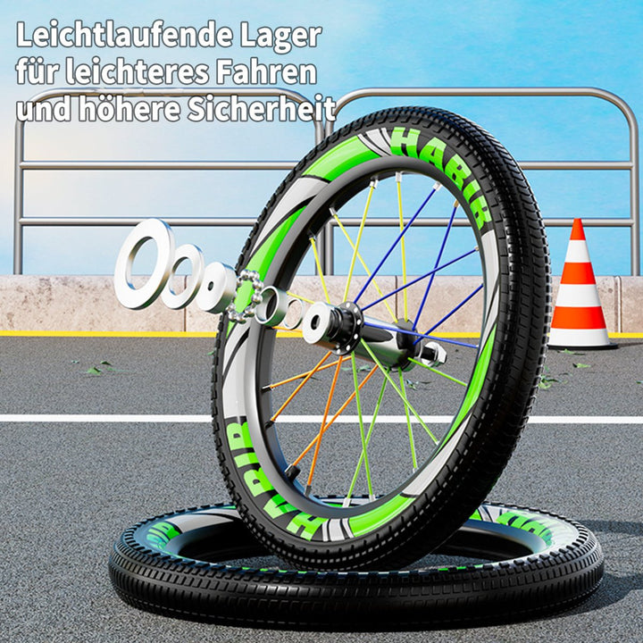 Habib Gruppe Kinderfahrrad Jungenfahrrad 12 14 16 Zoll ab 3 Jahre – mit LED Stützrädern, Korb, Klingel & GRATIS Helm & Pumpe, Vorderradbremse - Europebazar