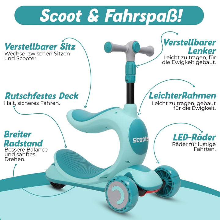 Habib Gruppe Kinderroller 3 - Rad mit LED Licht | Klappbar & Höhenverstellbar - Europebazar