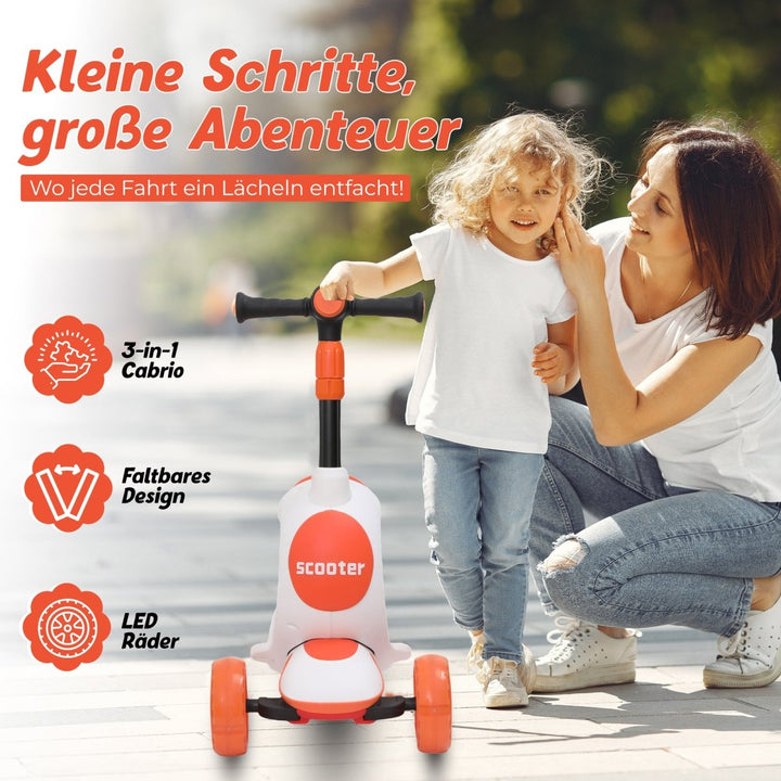 Habib Gruppe Kinderroller 3 - Rad mit LED Licht | Klappbar & Höhenverstellbar - Europebazar