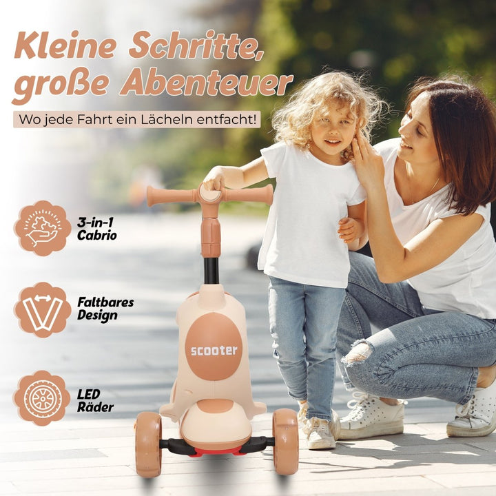 Habib Gruppe Kinderroller 3 - Rad mit LED Licht | Klappbar & Höhenverstellbar - Europebazar