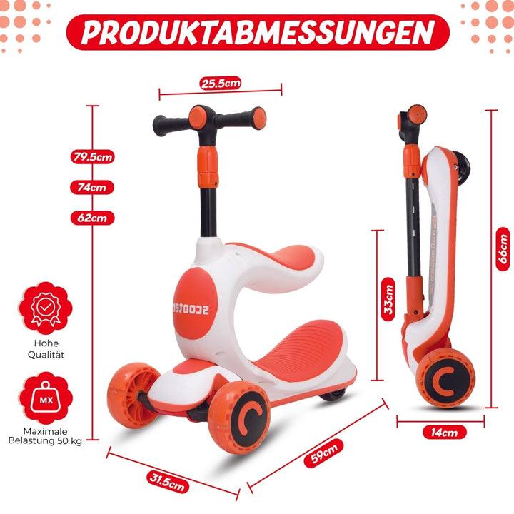 Habib Gruppe Kinderroller 3 - Rad mit LED Licht | Klappbar & Höhenverstellbar - Europebazar