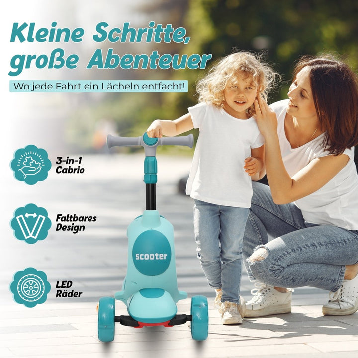 Habib Gruppe Kinderroller 3 - Rad mit LED Licht | Klappbar & Höhenverstellbar - Europebazar