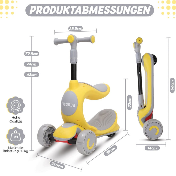Habib Gruppe Kinderroller 3 - Rad mit LED Licht | Klappbar & Höhenverstellbar - Europebazar