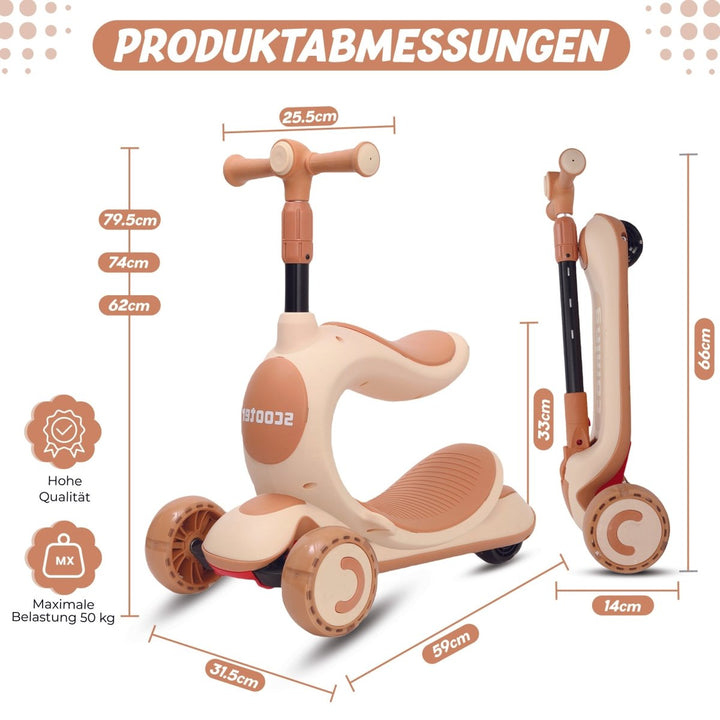 Habib Gruppe Kinderroller 3 - Rad mit LED Licht | Klappbar & Höhenverstellbar - Europebazar