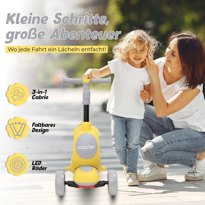 Habib Gruppe Kinderroller 3 - Rad mit LED Licht | Klappbar & Höhenverstellbar - Europebazar