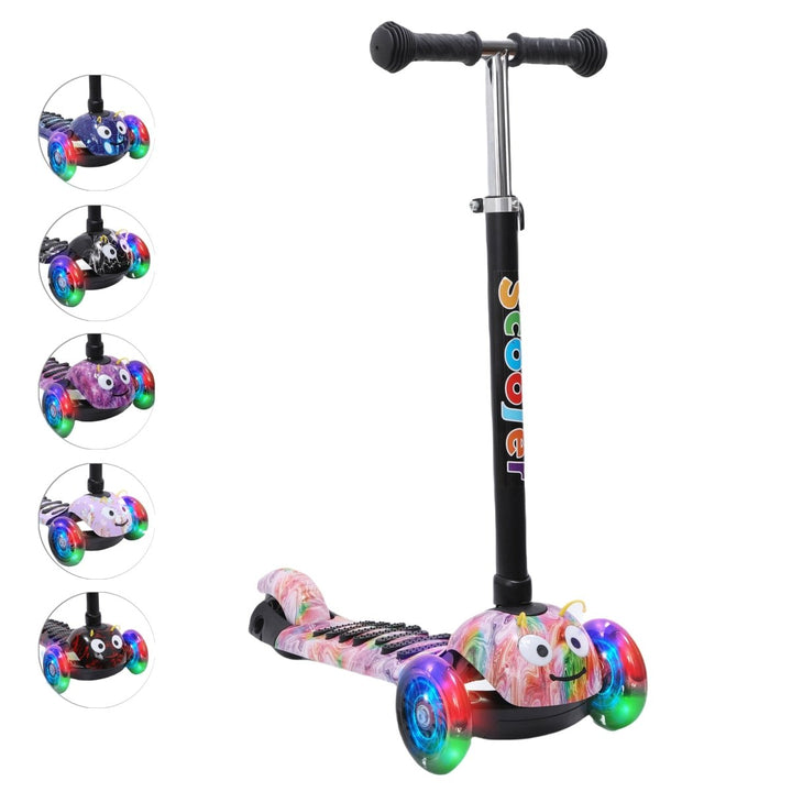 Habib Gruppe Kinderroller, 3 - Räder, Kinderscooter für Jungen & Mädchen 3 - 8 Jahre mit LED - Rädern, Höhenverstellung, rutschfest, Max. 50 KG - Europebazar