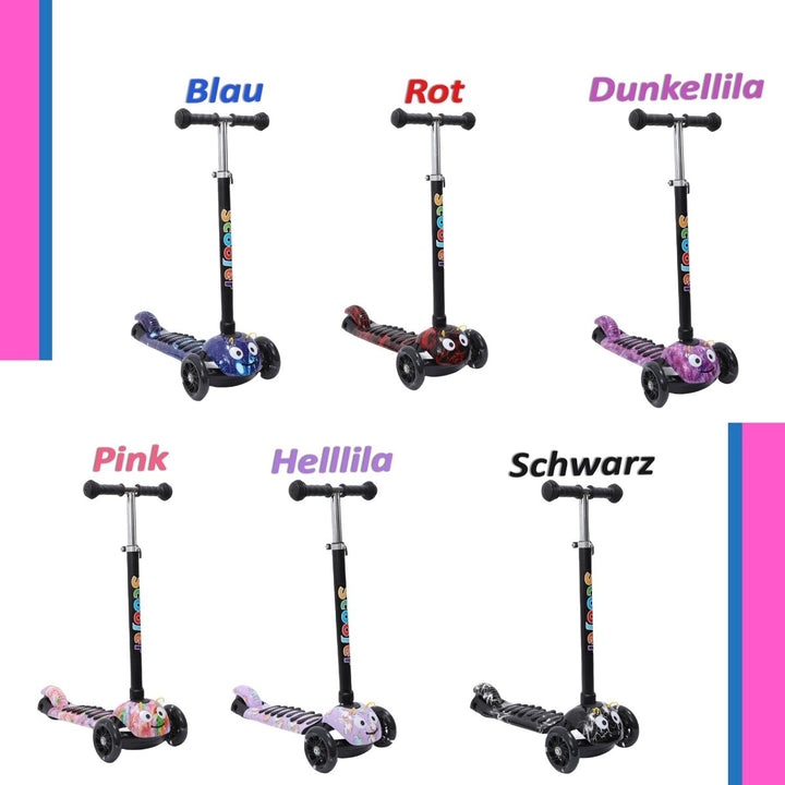 Habib Gruppe Kinderroller, 3 - Räder, Kinderscooter für Jungen & Mädchen 3 - 8 Jahre mit LED - Rädern, Höhenverstellung, rutschfest, Max. 50 KG - Europebazar