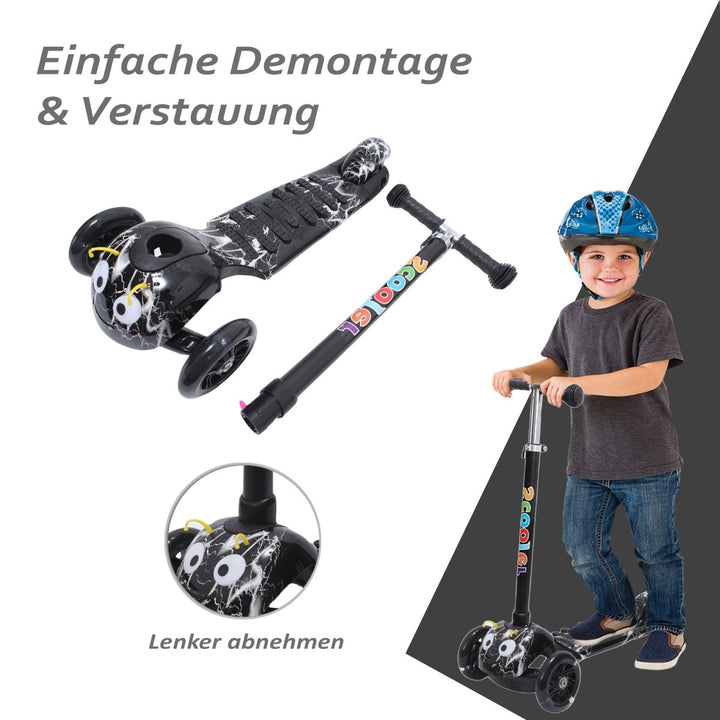 Habib Gruppe Kinderroller, 3 - Räder, Kinderscooter für Jungen & Mädchen 3 - 8 Jahre mit LED - Rädern, Höhenverstellung, rutschfest, Max. 50 KG - Europebazar