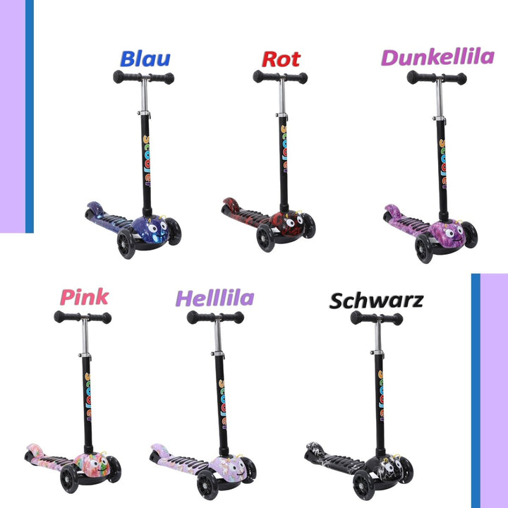 Habib Gruppe Kinderroller, 3 - Räder, Kinderscooter für Jungen & Mädchen 3 - 8 Jahre mit LED - Rädern, Höhenverstellung, rutschfest, Max. 50 KG - Europebazar