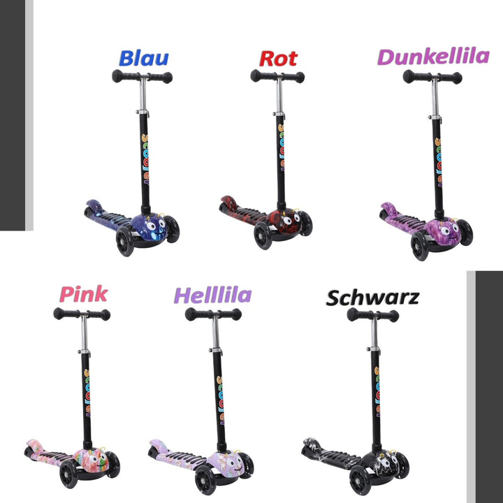 Habib Gruppe Kinderroller, 3 - Räder, Kinderscooter für Jungen & Mädchen 3 - 8 Jahre mit LED - Rädern, Höhenverstellung, rutschfest, Max. 50 KG - Europebazar