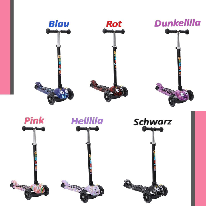 Habib Gruppe Kinderroller, 3 - Räder, Kinderscooter für Jungen & Mädchen 3 - 8 Jahre mit LED - Rädern, Höhenverstellung, rutschfest, Max. 50 KG - Europebazar