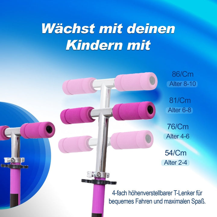 Habib Gruppe Kinderroller mit LED Rädern | Klappbar & 4 - fach Verstellbar - Europebazar