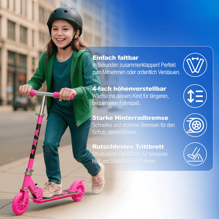 Habib Gruppe Kinderroller mit LED Rädern | Klappbar & 4 - fach Verstellbar - Europebazar