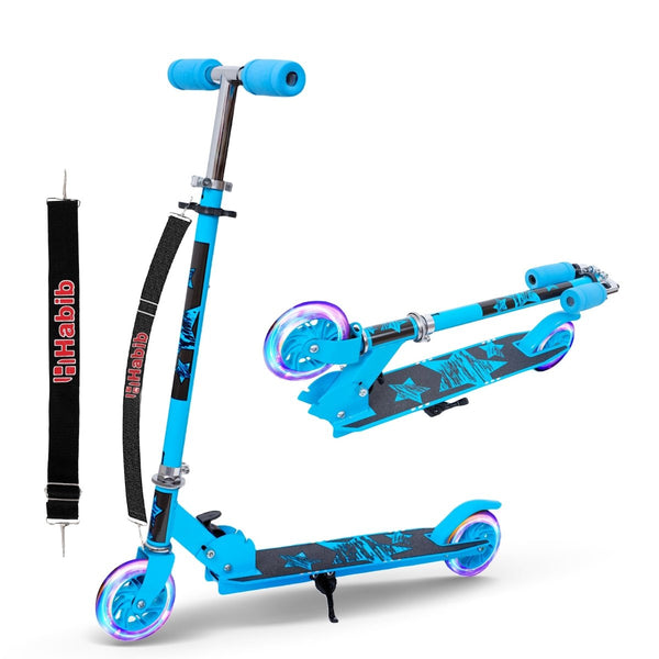 Habib Gruppe Kinderroller mit LED Rädern | Klappbar & 4 - fach Verstellbar - Europebazar