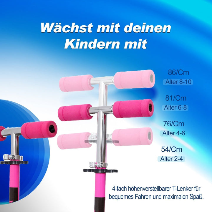Habib Gruppe Kinderroller mit LED Rädern | Klappbar & 4 - fach Verstellbar - Europebazar
