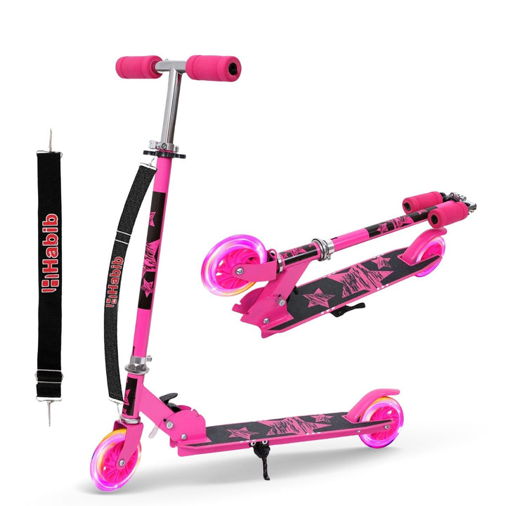 Habib Gruppe Kinderroller mit LED Rädern | Klappbar & 4 - fach Verstellbar - Europebazar