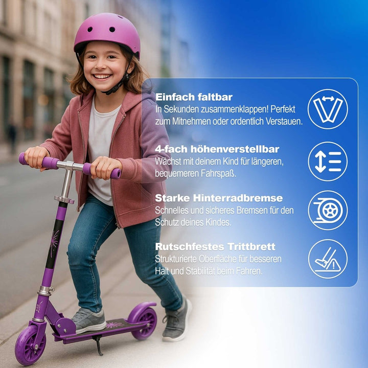Habib Gruppe Kinderroller mit LED Rädern | Klappbar & 4 - fach Verstellbar - Europebazar