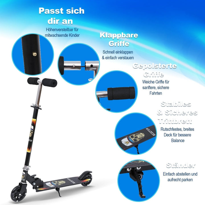 Habib Gruppe Kinderroller mit LED Rädern | Klappbar & 4 - fach Verstellbar - Europebazar