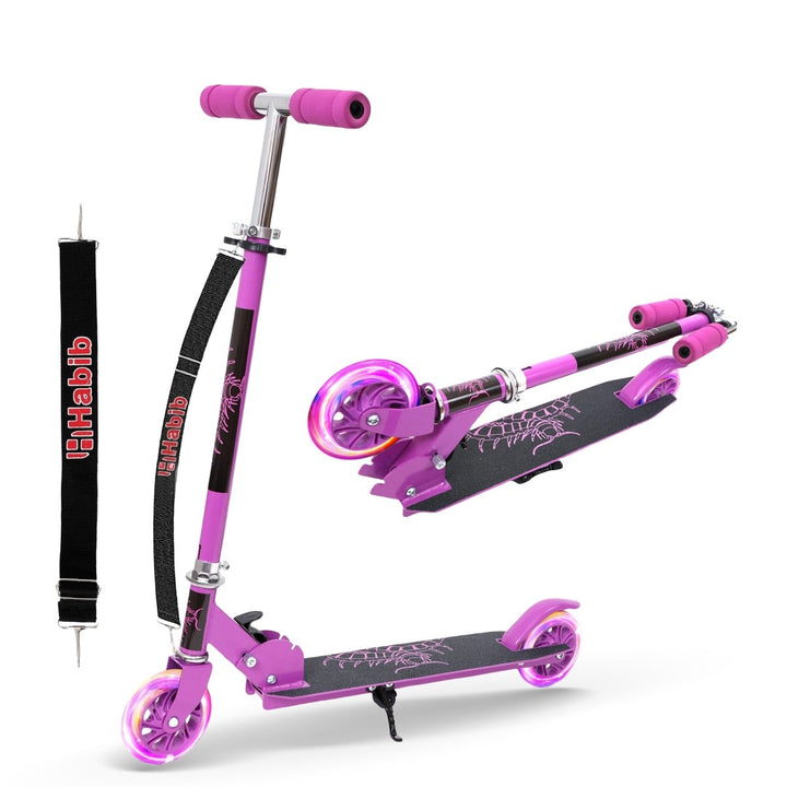 Habib Gruppe Kinderroller mit LED Rädern | Klappbar & 4 - fach Verstellbar - Europebazar