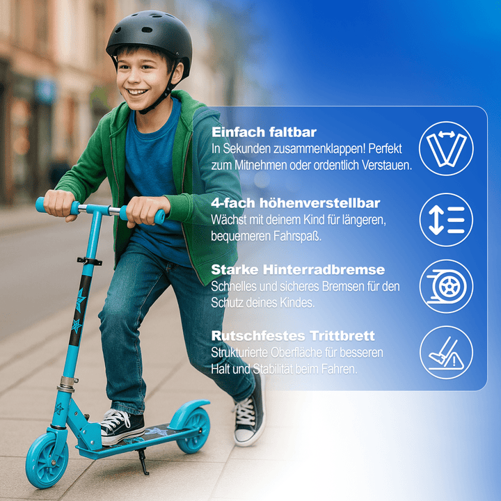 Habib Gruppe Kinderroller mit LED Rädern | Klappbar & 4 - fach Verstellbar - Europebazar