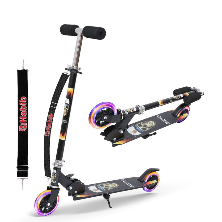 Habib Gruppe Kinderroller mit LED Rädern | Klappbar & 4 - fach Verstellbar - Europebazar