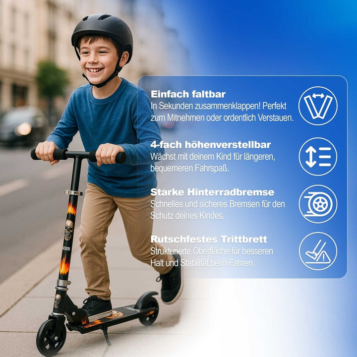 Habib Gruppe Kinderroller mit LED Rädern | Klappbar & 4 - fach Verstellbar - Europebazar
