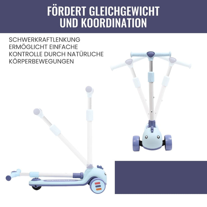 Habib Gruppe Kinderroller mit Tier - Design | 3 - Rad, LED - Licht & Faltbar - Europebazar
