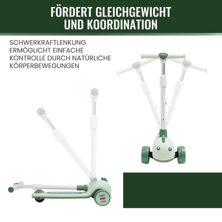 Habib Gruppe Kinderroller mit Tier - Design | 3 - Rad, LED - Licht & Faltbar - Europebazar
