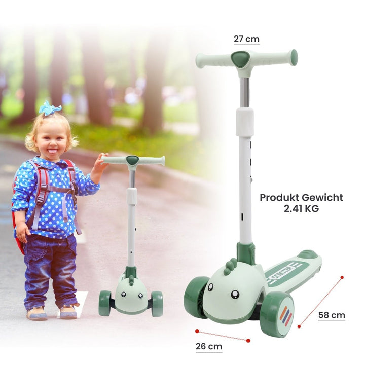 Habib Gruppe Kinderroller mit Tier - Design | 3 - Rad, LED - Licht & Faltbar - Europebazar