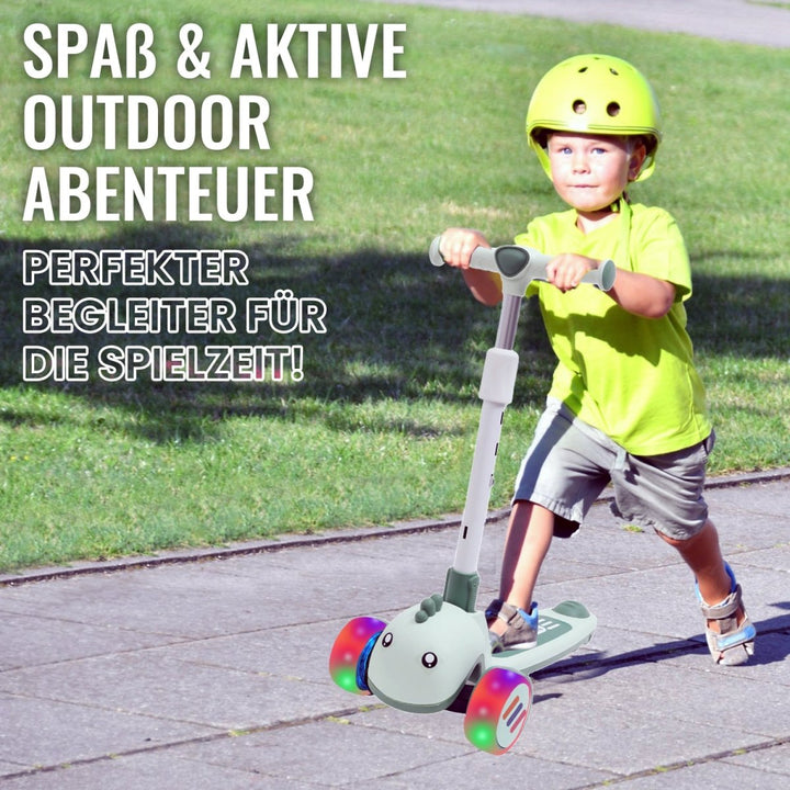 Habib Gruppe Kinderroller mit Tier - Design | 3 - Rad, LED - Licht & Faltbar - Europebazar