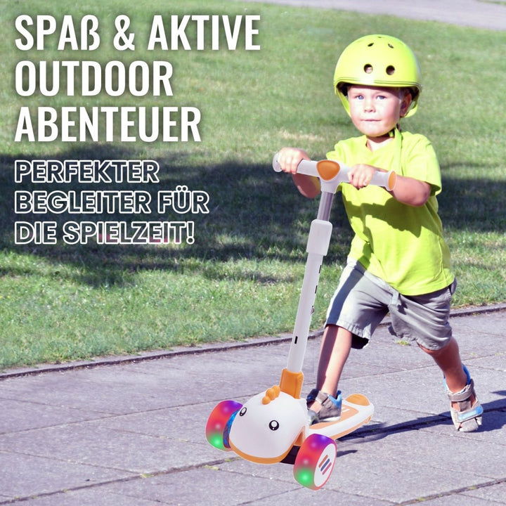 Habib Gruppe Kinderroller mit Tier - Design | 3 - Rad, LED - Licht & Faltbar - Europebazar