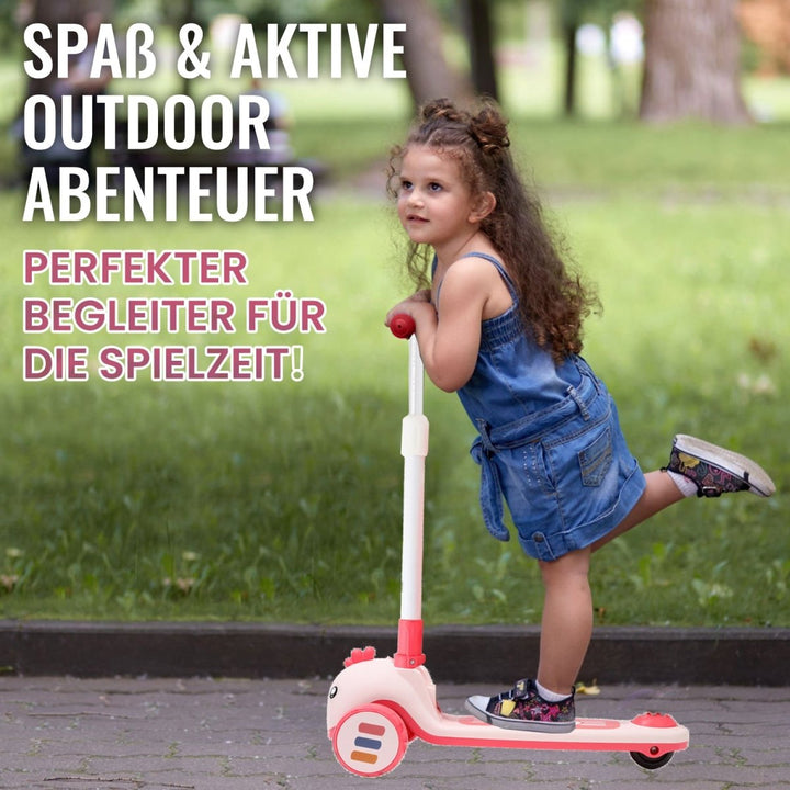 Habib Gruppe Kinderroller mit Tier - Design | 3 - Rad, LED - Licht & Faltbar - Europebazar