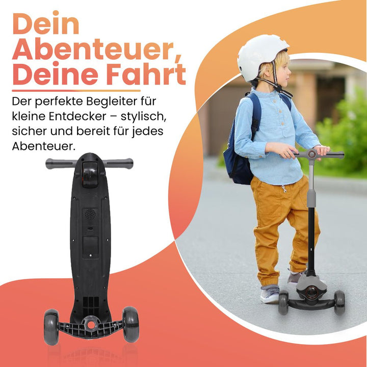 Habib Gruppe Kinderroller Tretroller 3 - Rad - LED Frontlicht, Rücklicht & Leuchtendes Deck Scooter, Faltbar, Höhenverstellbar, rutschfest & Pannensicher (3 - 10 Jahre) - Europebazar