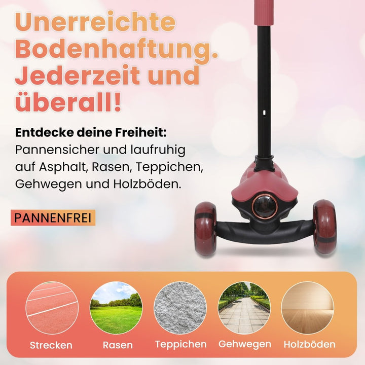 Habib Gruppe Kinderroller Tretroller 3 - Rad - LED Frontlicht, Rücklicht & Leuchtendes Deck Scooter, Faltbar, Höhenverstellbar, rutschfest & Pannensicher (3 - 10 Jahre) - Europebazar