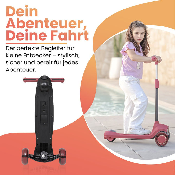 Habib Gruppe Kinderroller Tretroller 3 - Rad - LED Frontlicht, Rücklicht & Leuchtendes Deck Scooter, Faltbar, Höhenverstellbar, rutschfest & Pannensicher (3 - 10 Jahre) - Europebazar