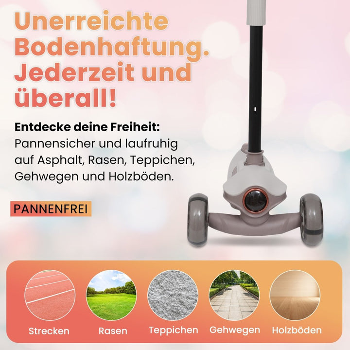 Habib Gruppe Kinderroller Tretroller 3 - Rad - LED Frontlicht, Rücklicht & Leuchtendes Deck Scooter, Faltbar, Höhenverstellbar, rutschfest & Pannensicher (3 - 10 Jahre) - Europebazar