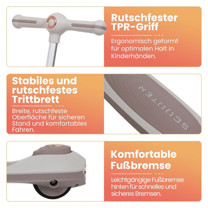 Habib Gruppe Kinderroller Tretroller 3 - Rad - LED Frontlicht, Rücklicht & Leuchtendes Deck Scooter, Faltbar, Höhenverstellbar, rutschfest & Pannensicher (3 - 10 Jahre) - Europebazar