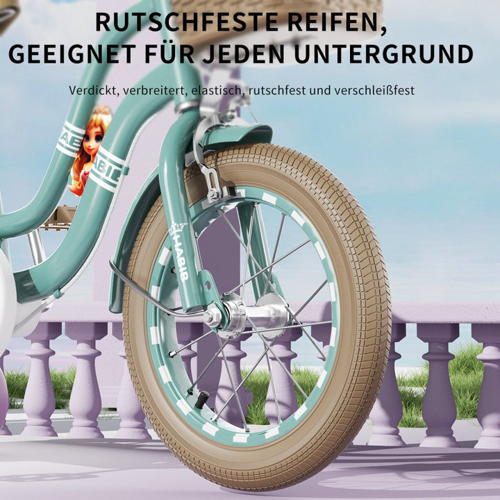 Habib Gruppe Mädchenfahrrad Klassik | Inkl. Luftpumpe & 6 - teiligem Schutz - Set | Karbonstahlrahmen & Duales Bremssystem | Mitwachsend & sicher für Mädchen 3 - 8 Jahre - Europebazar