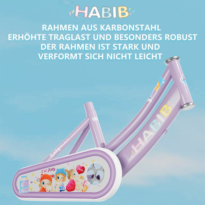 Habib Gruppe Mädchenfahrrad Komplettset | 12, 14, 16 Zoll | Inkl. Luftpumpe & 6 - teiligem Schutz - Set | Karbonstahlrahmen & Duales Bremssystem | Mitwachsend & sicher für Mädchen 3 - 8 Jahre - Europebazar
