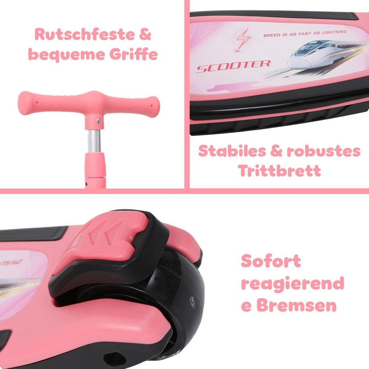 Habib Gruppe Plane Scooter Kinderroller | 3 - Rad, LED - Licht & Faltbar - Europebazar